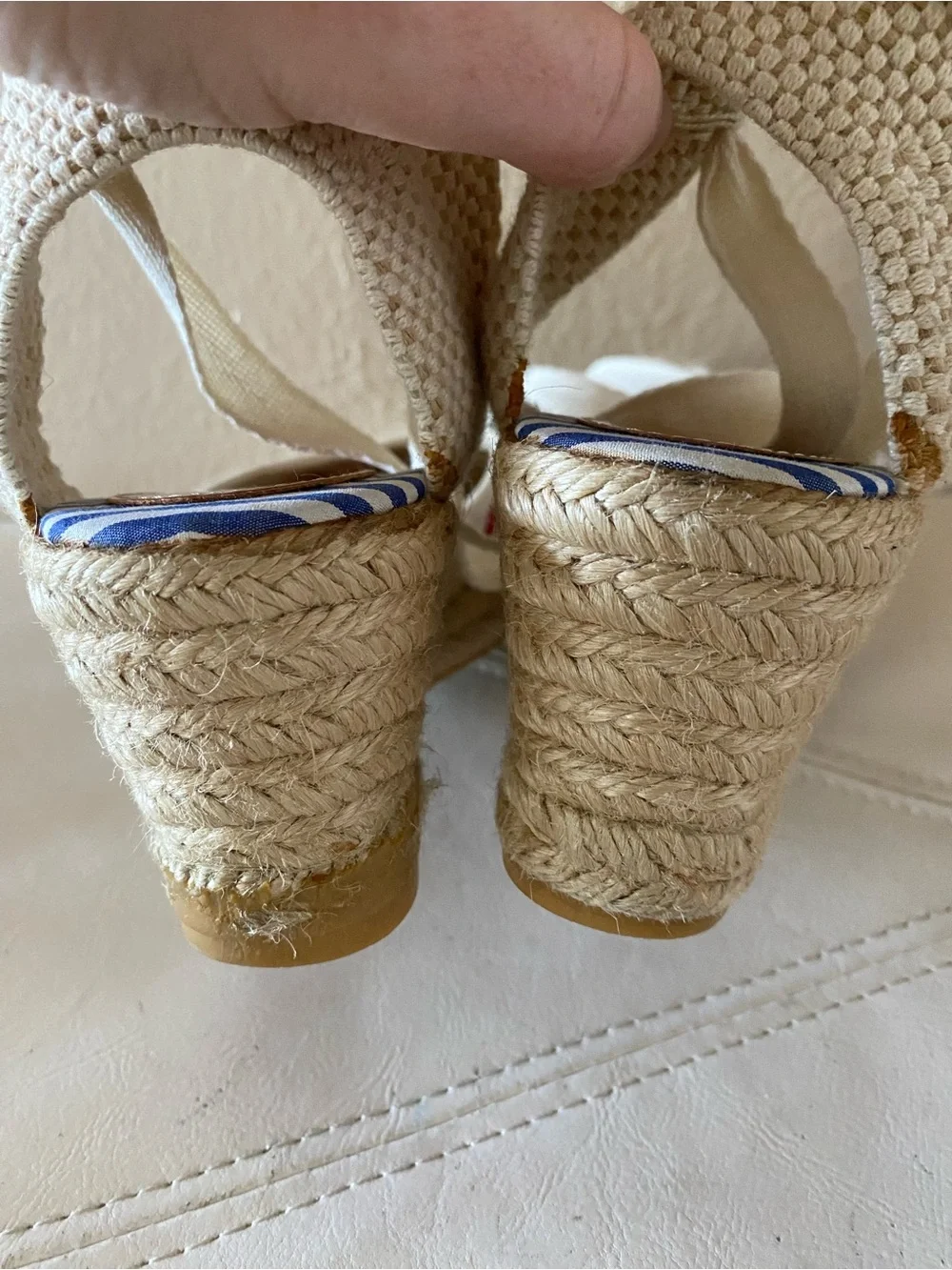 Coach Y2K Patchwork Espadrille Wedge Sandals with Ankle Tie Preppy Size 8